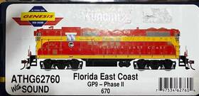 Athg62670 Athearn Genesis G62760 Ho Florida East Coast Gp9 #670 Dcc Tsunami Sound Mib