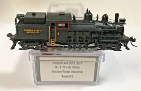 40002567 Atlas Two Truck Shay Western Forest Industries Locomotive N Scale Yellow Letter