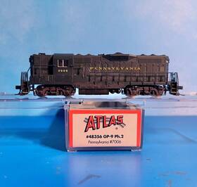 7006 Atlas 732573483569 Gp 9 Pennsylvania Prr #7006 N Scale Locomotive Weathered Dc Decoder Rdy