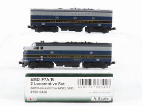 Kat106.0428 Kato N Scale 106-0428 B&o Baltimore And Ohio F7 A/b Diesel Locomotive Set
