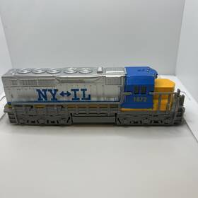 1872 Kinsmart 657350559193 Freight Locomotive Pull Back Power Blue Yellow And Silver #1872 Ny &il Die Cast