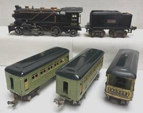 Lionel 262/262t/607/607/608 Prewar O-gauge 262 Locomotive And Tender With 607 608 Passenger Cars