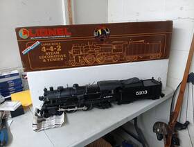 8-85103 Lionel G Scale Train Inch At&sf 4-4-2 Steam Locomotive And Tender With Box Untested