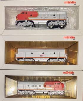 3060-4060-4063 M Rklin Diesel Locomotive Santa Fe Emd F7 A-b-a Set