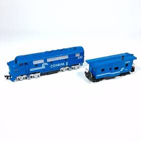 Model Power 037135968059 Ho F2a Diesel Locomotive Conrail Cr 610 Caboose Lot Tested Read