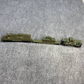 414009 Model Power Ho Us Army Emd Gp-20 Desiel Locomotive Flat Car Tank Hauler 3455 Caboose Rare