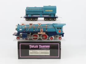 10-1112-0 Mth Standard Gauge Tinplate Unlettered Blue 4-4-4 Steam Locomotive