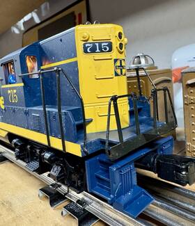 20-2036-1 Mth Premier Santa Fe - Blue/yellow O Scale Gp-9 Diesel Engine With Ps1
