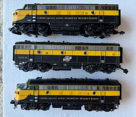 20-2557-1 Mth O Gauge Cnw F-7 Aba Diesel Engine Set With Ps2 #4070a/4070c/4070b Ex