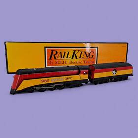 Mth 30-1456-1 Rail King #30-1456-1 O Gauge Circus Commodore Hudson 4-6-4 Rare Htf L/n Box