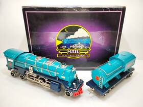 400e Mth 658081029764 Tinplate Traditions Steam Loco And Tender Two Tone Blue Nickel Std Gauge