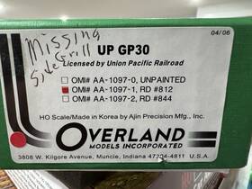 Aa-1097-1 Overland Models Incorporated Ho Union Pacific Gp30 Brass Diesel Locomotive Painted Yellow