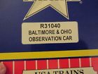 R31040 Usa Trains Baltimore Ohio Observation Car Free Ship