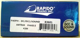 F40ph Rapido 83601 Ho Scale Emd Amtrak Phase Iii #284 Dcc And Sound
