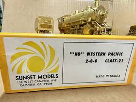 Sunset Models Class-21 Ho Western Pacific 2-8-0 Brass Steam Locomotive With Tender