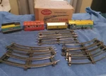 Vtg 50S Hafner Tin Toy Train Set 115041 - Working With Track And Box. Fixed Price $88.00.