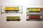 4 N-scale Union Pacific Rolling Stock Up Boxcar Cattle. Fixed Price $30.00.