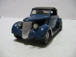 Monogram Blue 1936 Ford Convertible 1/24 Scale Built Model Kit #7570. Fixed Price $24.95.