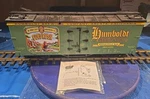 #1 Guage Usa Trains, Humboldt Brewing Company Gold Rush Hbcx 82203, Reefer Car. Fixed Price $59.96.