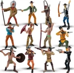 12 Pcs Cowboy And Indian Figures, Mini Wild West Native American Toy Figu.... Fixed Price $23.60.