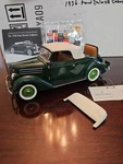 1936 Ford Deluxe Cabriolet Franklin Mint 1:24 Scale Diecast Green W/box. Fixed Price $42.50.