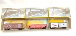 3 Athearn Yellow Freight Wp & Cn Boxcars, Burlington Hopper. Fixed Price $19.99.