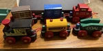 Montgomery Schoolhouse 6 Car Wooden Toy Train Set Midget Railways 27" Usa. Fixed Price $9.09.