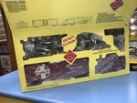 Aristocraft 21601 Santa Fe 040 Stem Locomotive, Tender, Box Car & Caboose. Fixed Price $550.00.