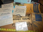 Lionel Operating Manuals, 1033, 55, 465, 145C, & 3662 Instruction Sheets. Fixed Price $20.00.