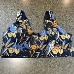 Navy Floral Sports Bra Removable Padded And Split Double Straps. Fixed Price $15.00.