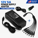 Real 12V 5A Dc Power Supply Adapter +8 Split Cable Female Plug. Fixed Price $17.09.