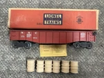 + Lionel Postwar Gauge 6462 Nyc Red Gondola Car W/ Box Mint Unrun. Fixed Price $250.00.