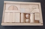 Battat 2000 Natural Wood Building Blocks Learning Toy Box With Slide. Fixed Price $20.00.