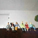 Set Of 6 Painted Model Railroad Figures & Palm Tree, Multicolor Plastic. Fixed Price $25.00.