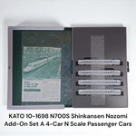 Kato 10-1698 N700S Shinkansen Nozomi Add-on Set 4-CAR Scale Passenger Cars. Fixed Price $87.49.