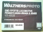 Ho Scale Walthers Proto Emd FP7A/B Set Pennsylvania Railroad Prr #9846A & #9846B. Fixed Price $200.00.