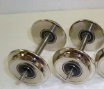 Roll-ez Scale Ball Bearing Silver Chrome Metal Wheels 1 Pair 2 Axles, Fits Lgb. Fixed Price $27.95.