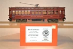 O-scale 2-RAIL Dc Brass Pacific Electric #724 Trolley Coach Car Works. Fixed Price $650.00.