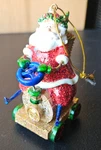 Santa Claus, Railroad Train Riding Figure. Glittery Christmas Tree Ornament. Fixed Price $25.00.