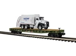 Mth Premier Donald J Trump Flat Car W/ Garbage Truck Army Green Usa Flag Scale. Fixed Price $155.00.