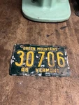 Antique 1948 30706 Vermont Vt Green Mountains License Number Plate Tag Usa. Fixed Price $29.99.
