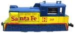 Aurora Plymouth 0-6-0 Santa Fe Switcher #317 Std Chassis (tested) (no Box). Fixed Price $49.95.