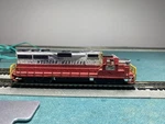Bachmann N-scale 3796 Western Maryland Diesel Locomotive GP40. Runs, Needs Parts. Fixed Price $30.00.