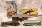 Vintage Santa Fe 2099 & Bachmann Burlington 9710 With Telephone Poles Bag Cart. Fixed Price $34.99.