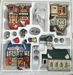 Vintage Qvc Porcelain Lighted Christmas Holiday Village Set W/ Original Box. Fixed Price $79.99.