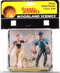 Woodland Scenics New Scale Figures Polly's Postal Pursuit A2560. Fixed Price $26.94.