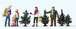 Preiser Christmas Lot - With 4 Trees Model Railroad Figures Ho Scale. Fixed Price $28.50.