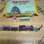 Rare Vtg 1950S Bandai Japanese Tin Steam Locomotive Train W/ Tracks Station. Fixed Price $403.98.