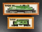 New Tyco Burlington Northern Alco Century GP-20 Diesel Locomotive 5628 & Caboose. Fixed Price $116.24.