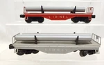 Lionel Trains Postwar 6121 Metal Pipe Cars With Load Red Gray. Fixed Price $34.99.